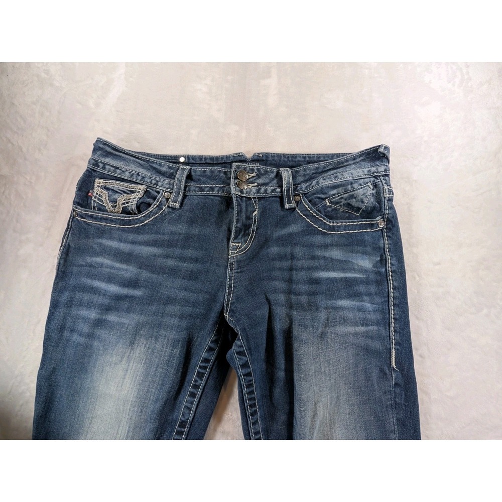 Vigoss Women Jeans Size 11 / 12 Medium Thick Stitch Embroidered Boot Flap Pocket - Picture 5 of 13